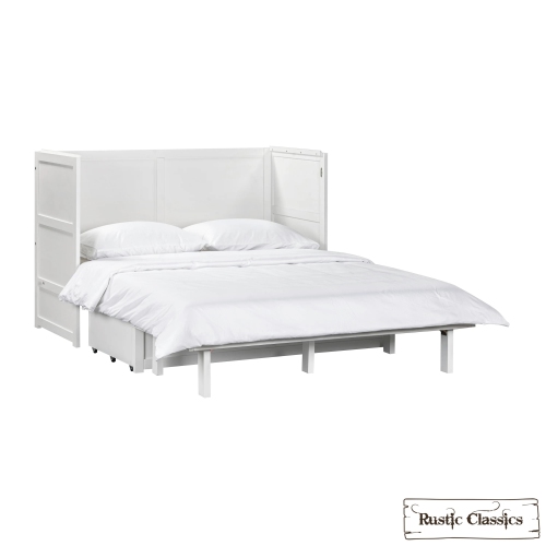 Rustic Classics Stow Queen Size Murphy Bed Cabinet with Gel Memory Foam Mattress