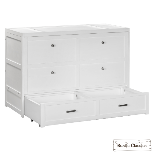 Rustic Classics Stow Queen Size Murphy Bed Cabinet with Gel Memory Foam Mattress