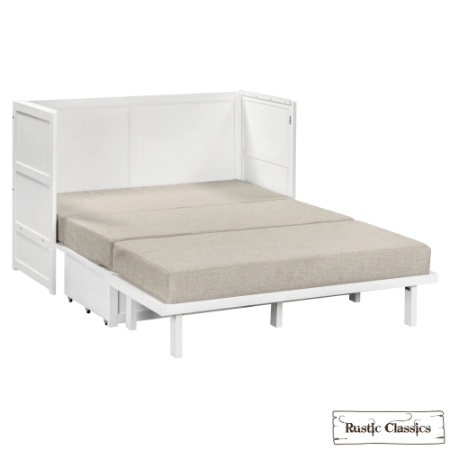 Rustic Classics Stow Queen Size Murphy Bed Cabinet with Gel Memory Foam Mattress