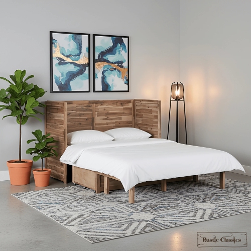 Rustic Classics Stow Queen Size Murphy Bed Cabinet with Gel Memory Foam Mattress