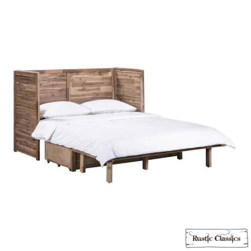Rustic Classics Stow Queen Size Murphy Bed Cabinet with Gel Memory Foam Mattress