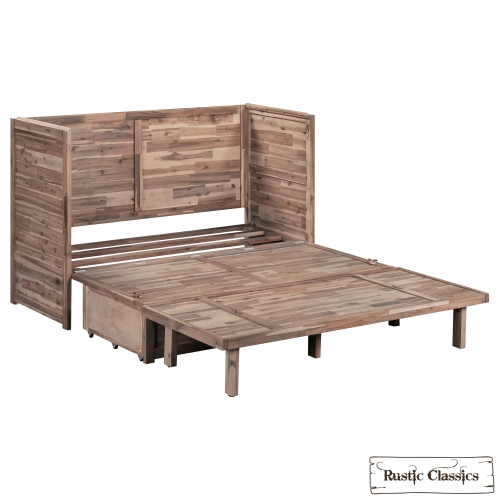 Rustic Classics Stow Queen Size Murphy Bed Cabinet with Gel Memory Foam Mattress