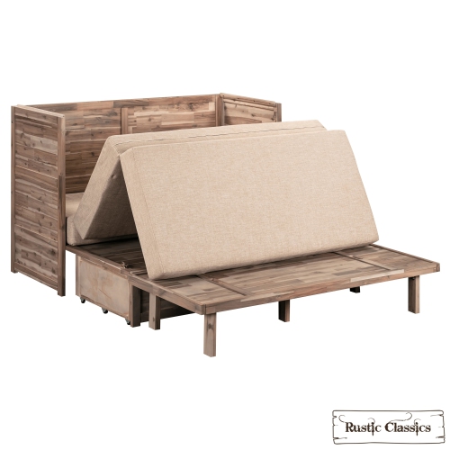 Rustic Classics Stow Queen Size Murphy Bed Cabinet with Gel Memory Foam Mattress