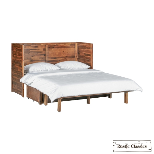 Rustic Classics Stow Queen Size Murphy Bed Cabinet with Gel Memory Foam Mattress
