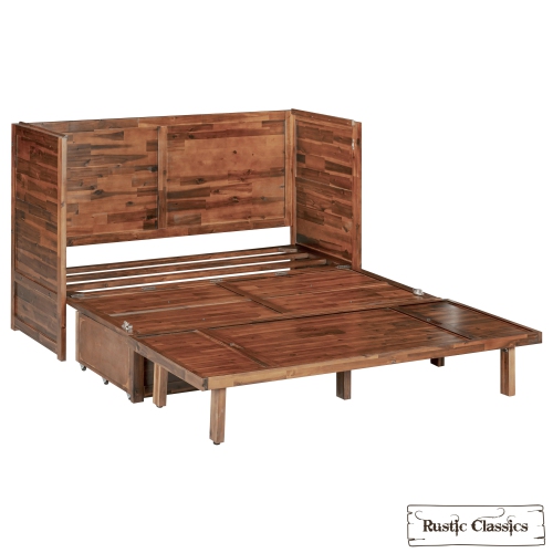 Rustic Classics Stow Queen Size Murphy Bed Cabinet with Gel Memory Foam Mattress