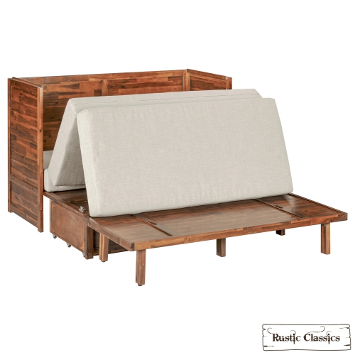 Rustic Classics Stow Queen Size Murphy Bed Cabinet with Gel Memory Foam Mattress