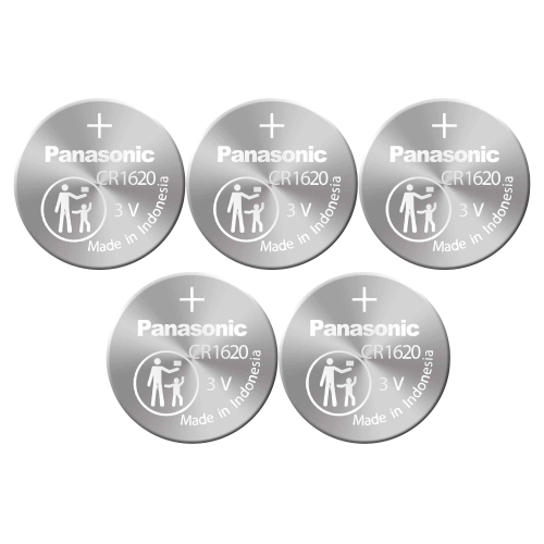 5 x Panasonic 1620 Batteries, 3V Lithium CR1620