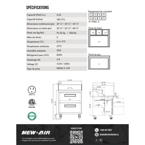 New Air NPT-29SA-2D Refrigerated Salad/Sandwich Prep Table - Ideal for restaurants, cafeterias and food processing spaces