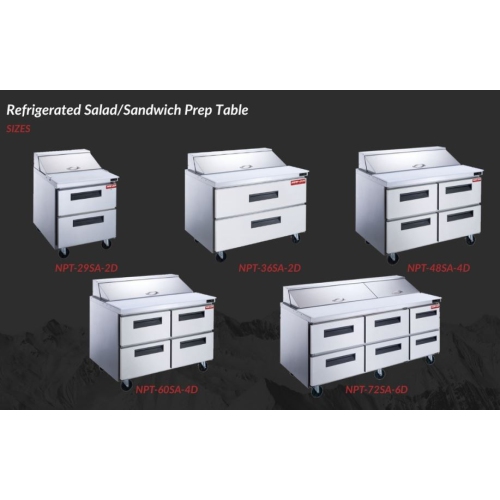 New Air NPT-29SA-2D Refrigerated Salad/Sandwich Prep Table - Ideal for restaurants, cafeterias and food processing spaces