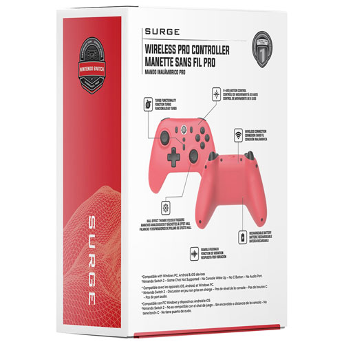 Surge Wireless Pro Controller for Switch/Switch 2/PC - Red