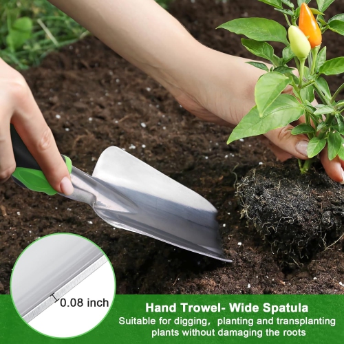 Garden Tools Set, Heavy Duty Gardening Tools Set Include Garden Shovel, Hand Rake with Ergonomic Non-Slip Handle, Aluminum Alloy Lawn Hand Tools for