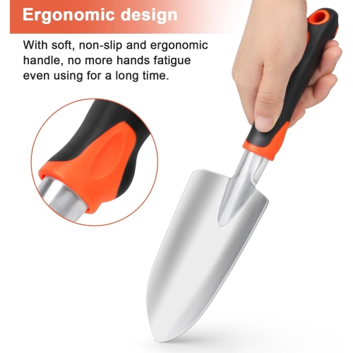 Garden Tools Set, Heavy Duty Gardening Tools Set Include Garden Shovel,Hand Rake with Ergonomic Non-Slip Handle, Aluminum Alloy Lawn Hand Tools for