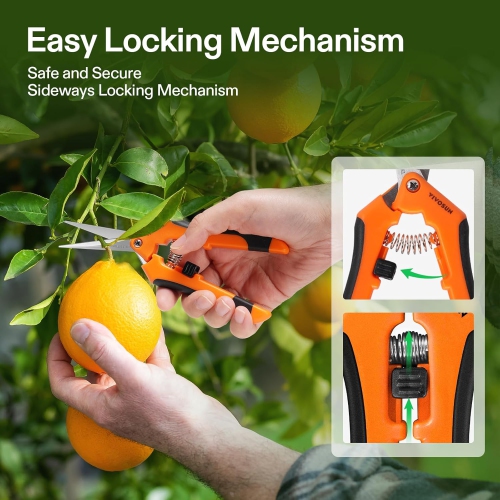 Gardening Scissors 6.5 Inch Hand Pruner Pruning Shear with Straight Stailess Steel Blades, Orange 1 pcs