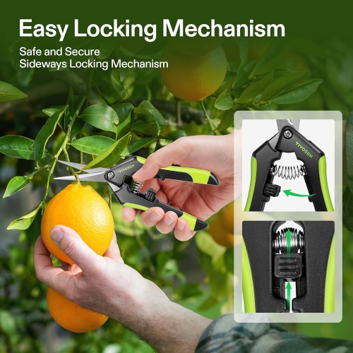 Gardening Scissors 6.5 Inch Hand Pruner Pruning Shear with Straight Stailess Steel Blades, Black 1pcs