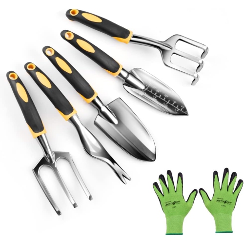 VECELOLIBILIS  Garden Tools Set - 6 Piece Gardening Hand Tool Set, Heavy Duty Aluminum Alloy - Ergonomic & Rust Resistant for Women Men