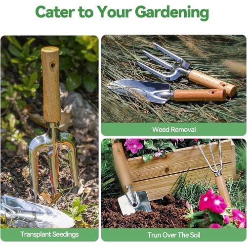 Garden Tools 9-Piece Heavy Duty Gardening Tools with Pruning Shears & Large Garden Tote, Rust-Proof Tools Set for Gardening, Ideal Gardening Gifts