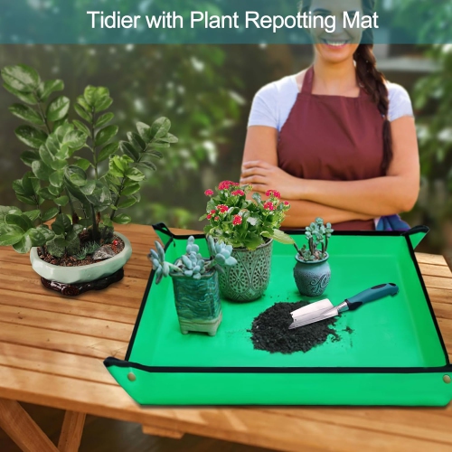 Gardening Tools 7-Piece, Heavy Duty Garden Tools Set with Non-Slip Ergonomic Handle, Repotting Mat, Stainless Steel, Gardening Hand Tools with