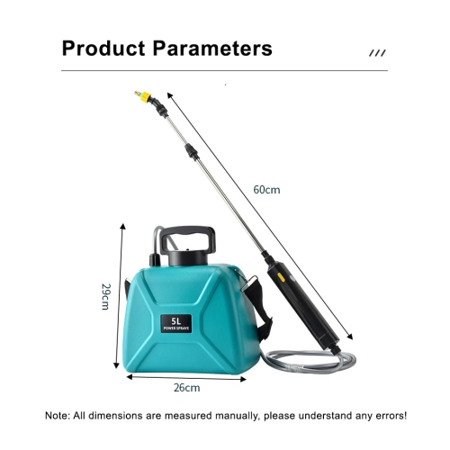 Pulvérisateur électrique 5 L alimenté par piles avec 3 buses, poignée rechargeable, tube rétractable, bandoulière réglable pour pelouse, jardin