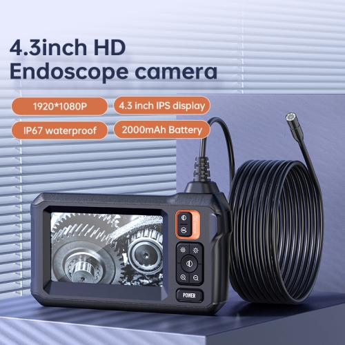Caméra endoscope avec lumière, caméra d'inspection en endoscope avec écran IPS de 4,3 po, portée de cordon de 16,4PI pour inspection industrielle