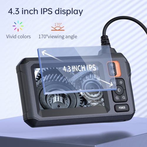 Caméra endoscope avec lumière, caméra d'inspection en endoscope avec écran IPS de 4,3 po, portée de cordon de 16,4PI pour inspection industrielle