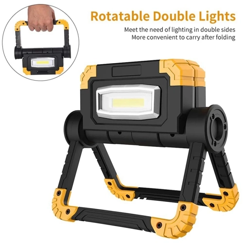LED Work Light Rechargeable -COB 360° Foldable Flood Work Light for Outdoor Camping, Emergency Car Repairing and Job Site Lighting