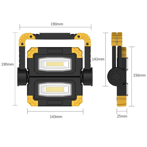 LED Work Light Rechargeable -COB 360° Foldable Flood Work Light for Outdoor Camping, Emergency Car Repairing and Job Site Lighting