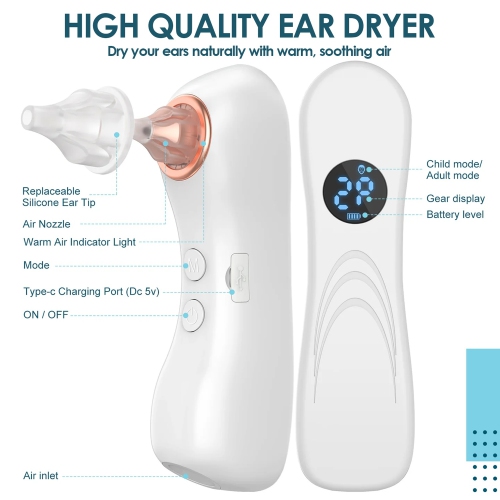 Ear Water Dryer Professional Warm Air Quick Drying Portable Ear Drying Machine for Swimming Showering