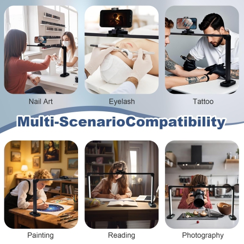 Foldable Nail Desk Lamp Nail Light for Desk with Phone Holder 456 LED 3 Light Colors Nail Tech Lamp for Manicure/Lash Extension/Tattoo/Beauty