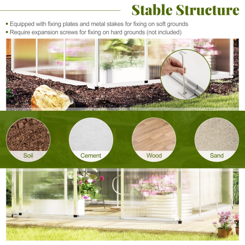 Gymax 6 x 6 FT Greenhouse for Outdoors Large Walk-in Green House w/ Rain Gutters