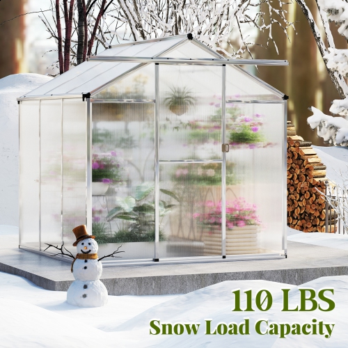 Gymax 6 x 6 FT Greenhouse for Outdoors Large Walk-in Green House w/ Rain Gutters