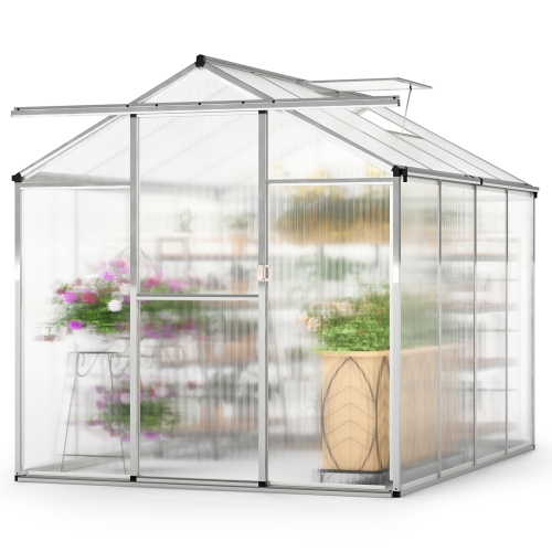 Gymax 6 x 8 FT Greenhouse for Outdoors Large Walk-in Green House w/ Rain Gutters