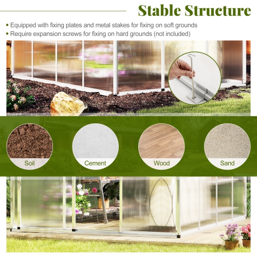 Gymax 6 x 8 FT Greenhouse for Outdoors Large Walk-in Green House w/ Rain Gutters