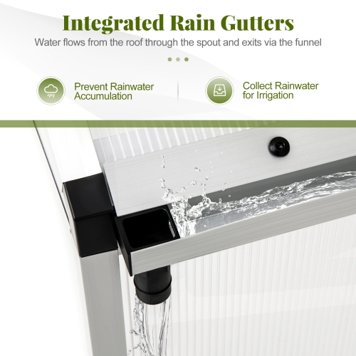 Gymax 6 x 8 FT Greenhouse for Outdoors Large Walk-in Green House w/ Rain Gutters