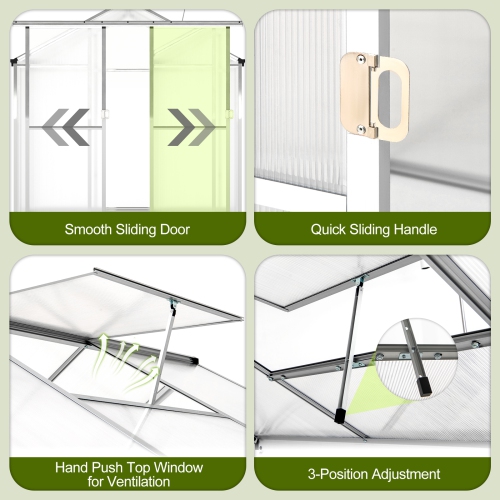Gymax 6 x 8 FT Greenhouse for Outdoors Large Walk-in Green House w/ Rain Gutters