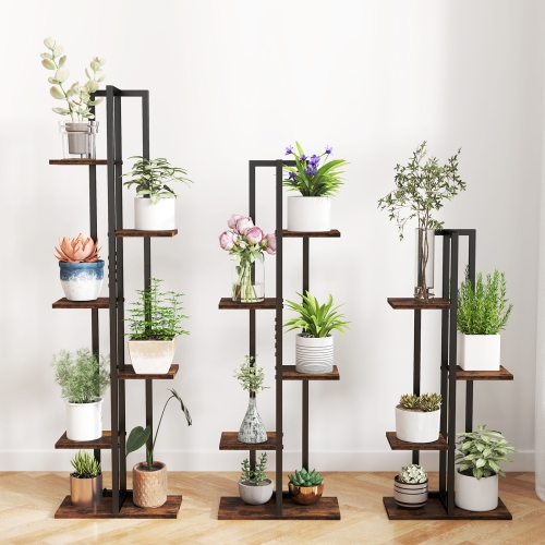 Gymax 3 PCS Plant Stand Set 4+5+6-Tier Indoor Flower Stands Multi-Tiered Plant Shelves
