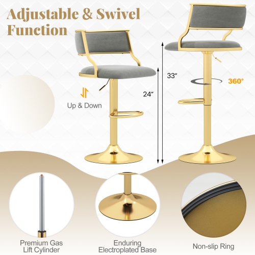 Gymax Swivel Bar Stool Set of 4 w/ Barrel Back & Footrest Metal Base for Home Bar