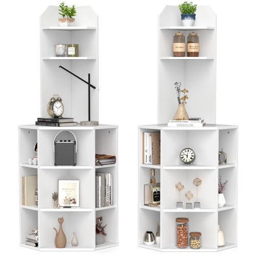 Gymax Set Of 2 6-Tier Corner Shelf 63'' Tall Corner Bookshelf w/ 2 USB Ports & Charging
