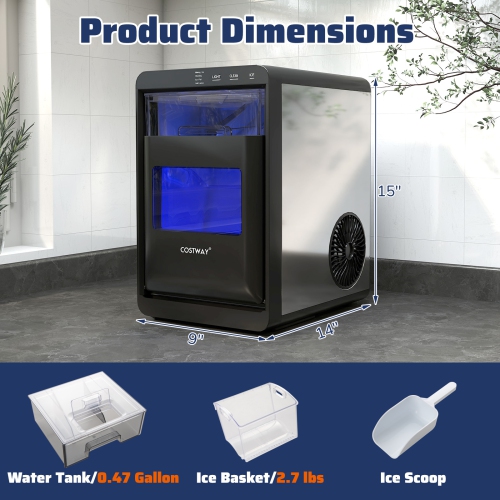 Gymax Portable Nugget Ice Maker Countertop w/ Self-Cleaning One-Touch Operation