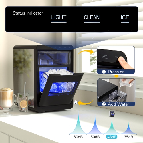 Gymax Portable Nugget Ice Maker Countertop w/ Self-Cleaning One-Touch Operation
