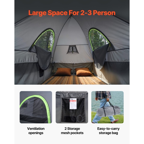 VEVOR 2-3 Person Pickup Truck Tent, Fits 5.5-6 ft Truck Tents for Camping, Waterproof PU2000 mm Sleeping Truck Bed Tent, Sturdy Shell with Expandable