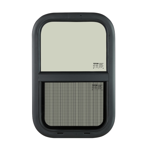 VEVOR 14" W x 22" H Vertical RV Window, Tinted Window with Net Screen & Trim Ring, Fit 15/16"-1 3/4" Thickness Wall, RV Window Replacement for Cargo