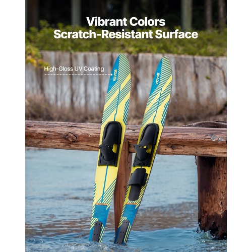 VEVOR 67" Water Skis, Adult Water Ski with X-9 Adjustable Horseshoe Bindings & Padded Rear Toe Plate, High-gloss UV Coating Waterskis Combo for