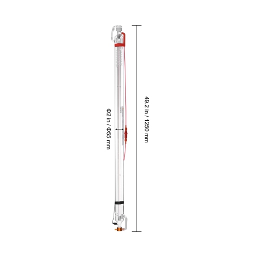 VEVOR 60W CO2 Laser Tube, 49.2in Length, 2in Dia Borosilicate Glass Laser Cutter Tube with Metal Head, 5000-6000hr Wires Preconnected for Laser