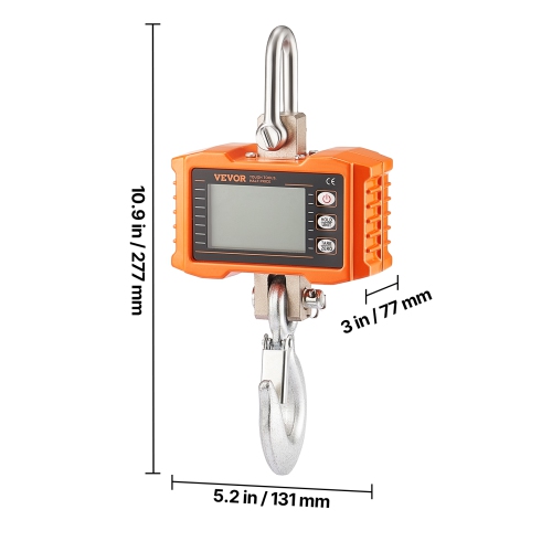 Pèse-grue numérique VEVOR 2200&nbsp;lb/1000&nbsp;kg, balance suspendue robuste avec télécommande, boîtier en aluminium moulé et écran LCD, haute
