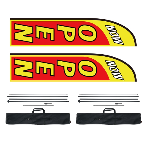 VEVOR 16.3 FT Open Flags with Pole Kit, Advertising Flags for Business, Feather Flag Kit, with 2 Banner Flags, 2 Poles, 2 Ground Stakes, Open Sign