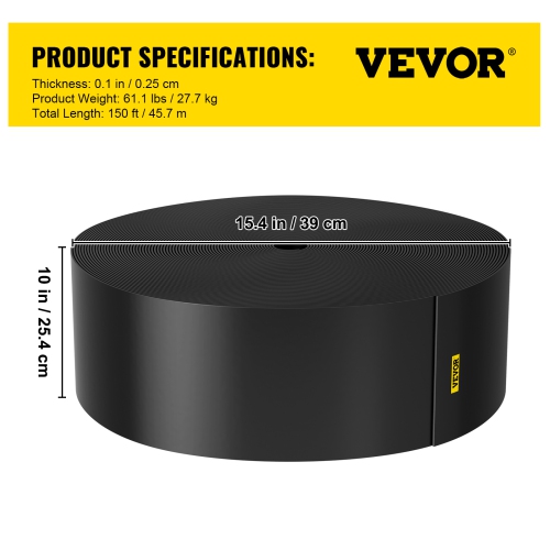 VEVOR 10" Depth 150ft Length Landscape Edging, Recycled HDPE Coiled Terrace Board, Flexible Bender Border for Landscaping, Lawn, Garden, Yard,