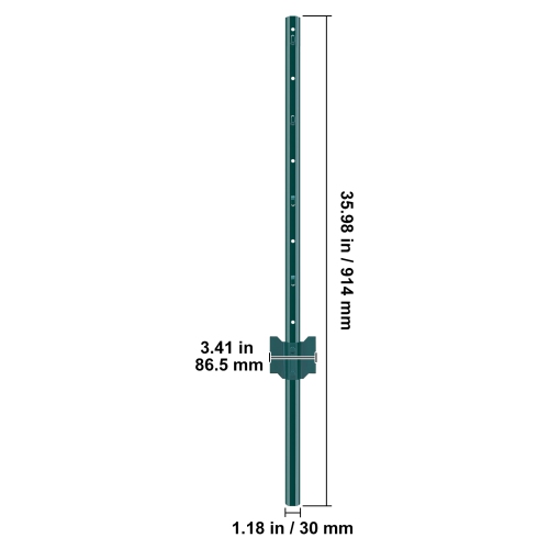 VEVOR 3 Feet Fence Post, 10 Pack U-Channel Heavy Duty Metal Fence Posts, Sturdy Steel Fence Stakes for Garden Yard, Lawn, Farms and Outdoor Wire