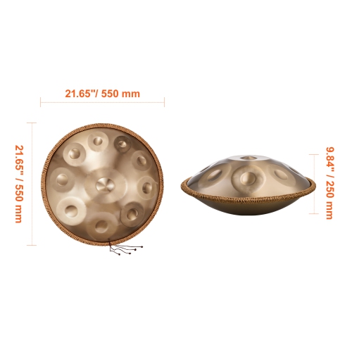 Tambour de 22&nbsp;po et 10 notes VEVOR, tambour de main D Minor, instrument de tambour à main avec maillets, support et sac de transport de