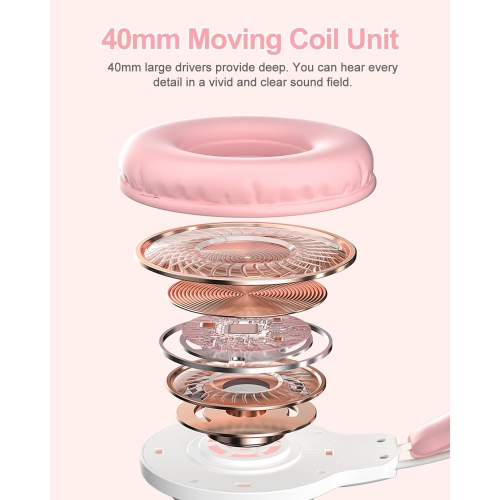 [Sweetheart Pink] LED Cat Ear Gaming Headset｜40mm Strong Magnetic Unit｜RGB Dynamic Breathing Light｜Girls’ Hearts Burst｜Birthday Gift for Girls