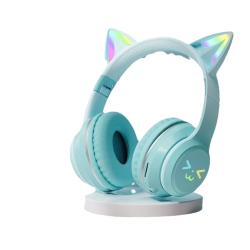 [Gradient Green] Écouteurs vert dégradé pour les oreilles de chat | Longue autonomie | Pliable et stockable | Compatible avec les